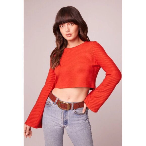 Band of the Free NWT Alize Rust Long Sleeve Crop Top Sz Medium Womens Orange - Picture 13 of 13